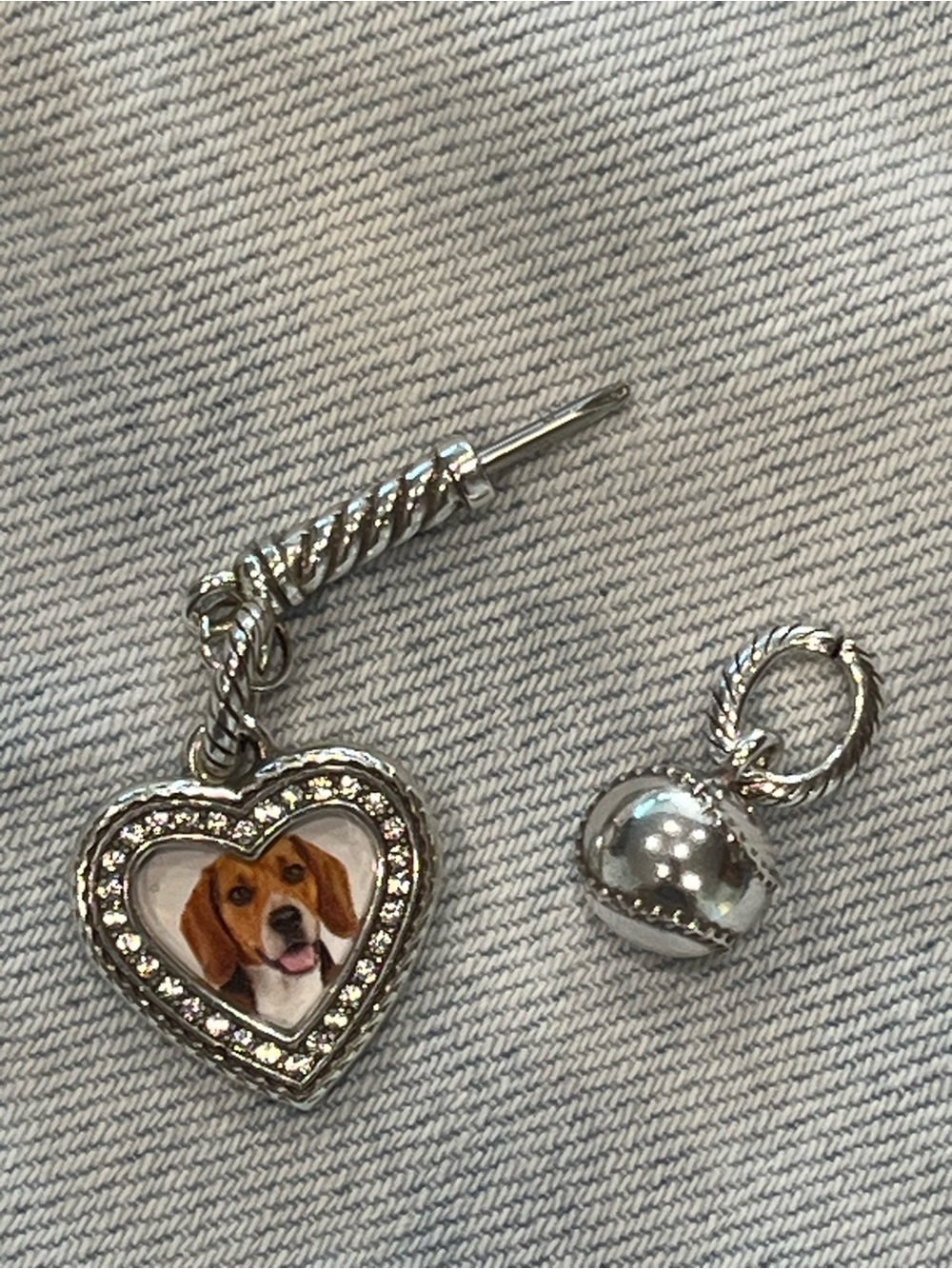 Brighton Silver Heart charm and fastball charm